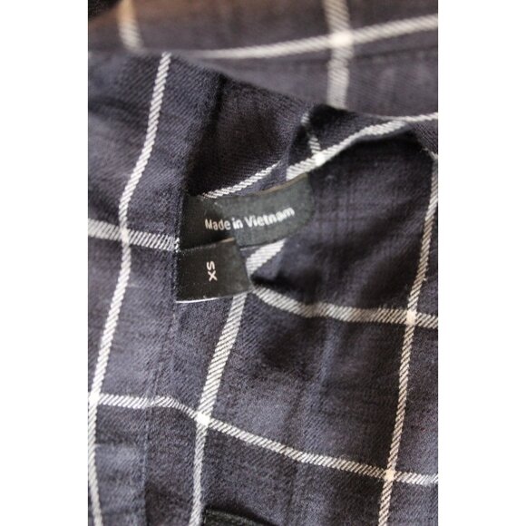 Theory Mens XS Charcoal Gray White Windowpane Check Button Down Shirt - Picture 5 of 5